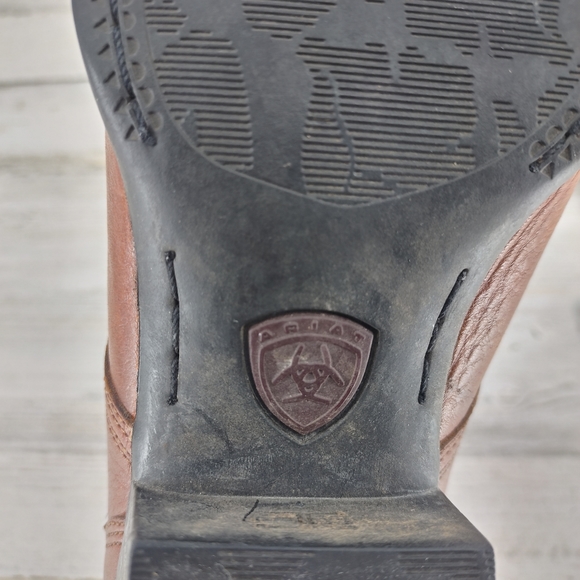 Ariat Brown Leather Lace Up Boots Heritage Roper Embossed - Picture 8 of 8
